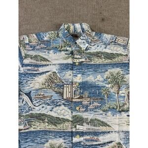 Reyn Spooner Art Of Eddy Y Mens Sz L Deep Sea Fishing Scenes Blue Marlin